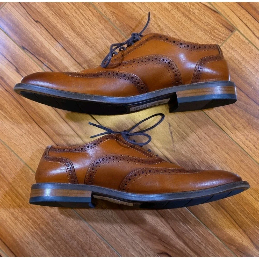 Mens Vince Camuto Lazzarp Black Leather Wingtip Comfort Casual Oxfords Size 8 M